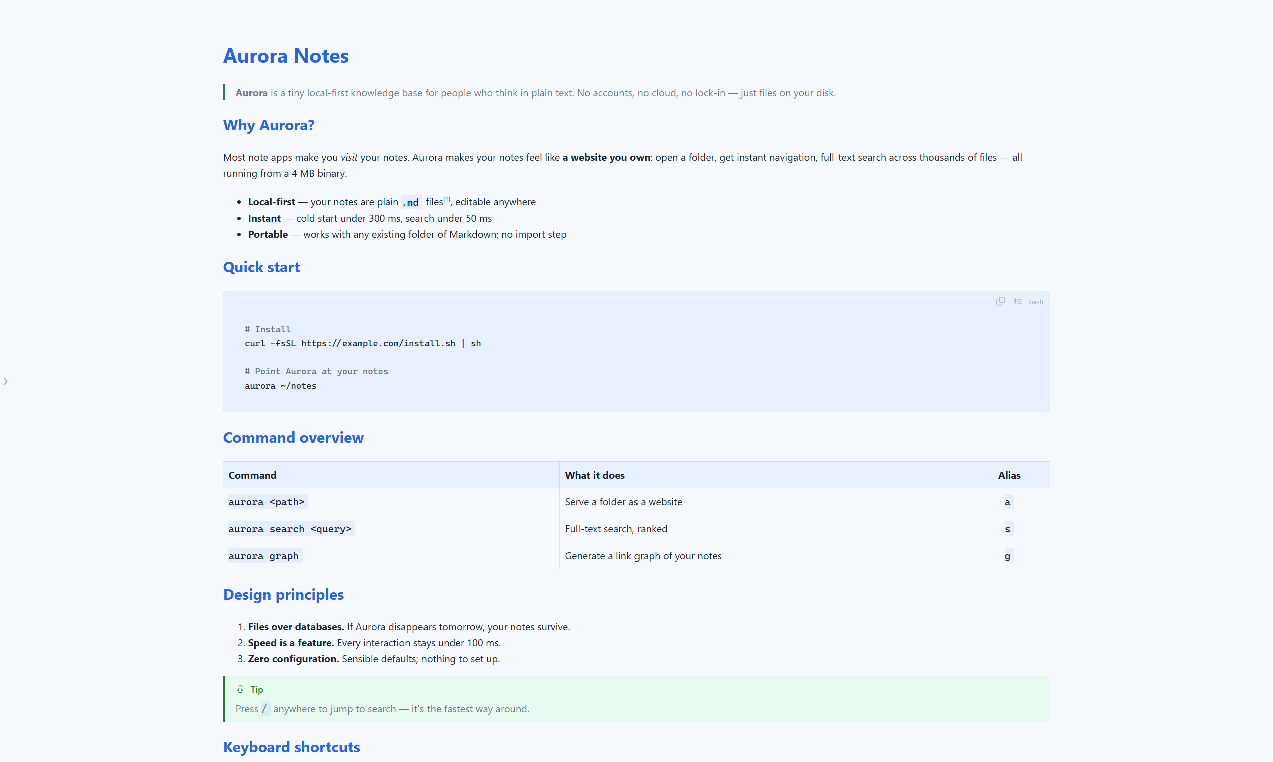 mdview Glacier theme — cool blue-toned Markdown color scheme