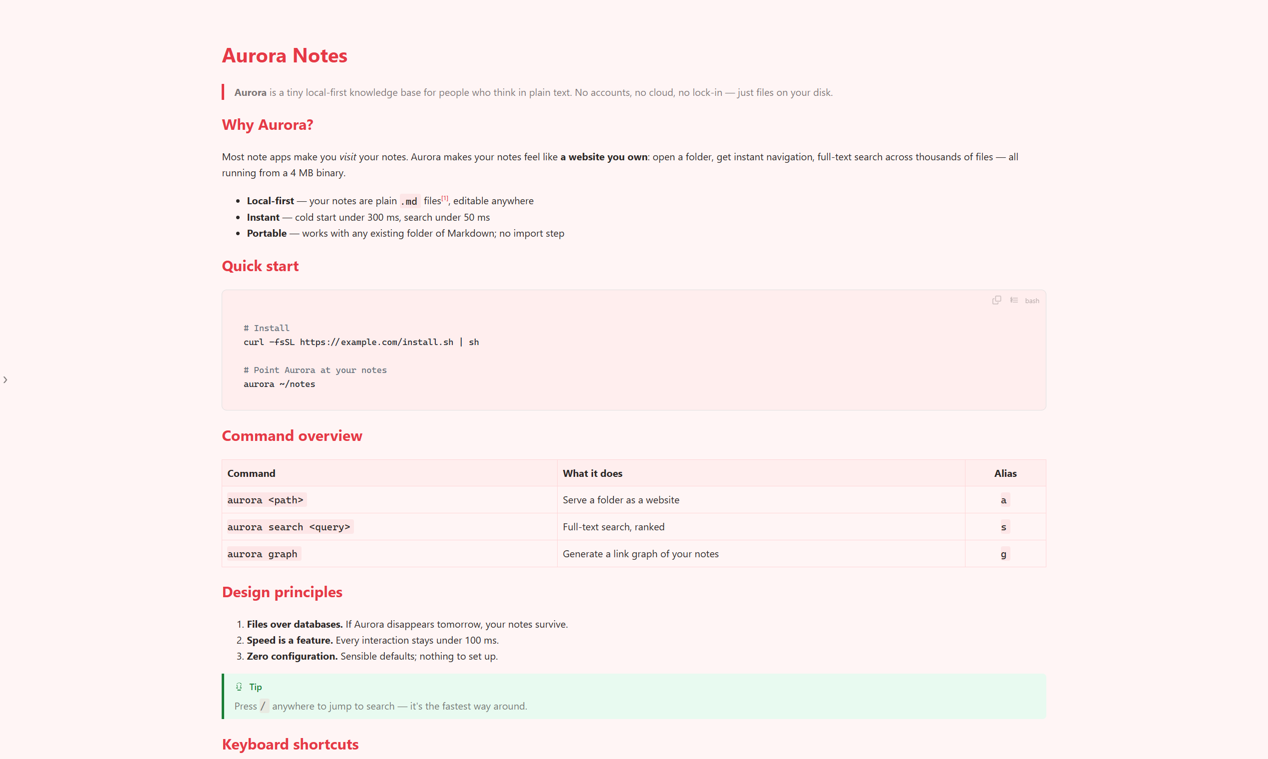 mdview Lychee theme — soft red-toned Markdown color scheme